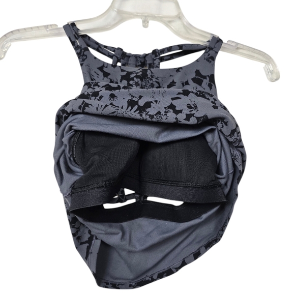 Lululemon Slide With Me Floral Tank Top With Built In Bra Gray & Black 6 - Picture 2 of 6